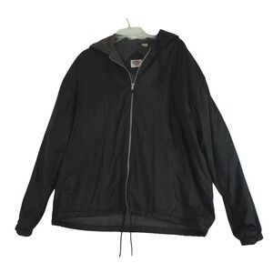 Vintage Interstate 80 Men's Lined Windbreaker‎ Hooded Jacket Black Full Zip SZ L